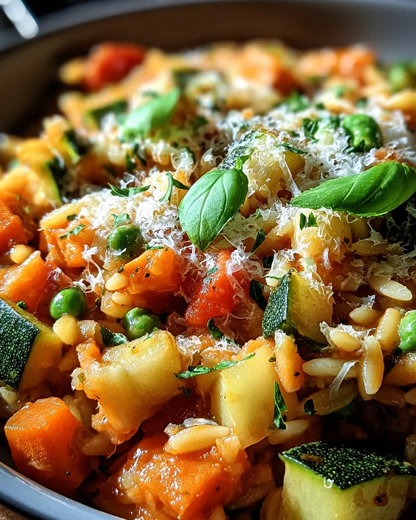 Ein-Topf-Kritharaki mit Gemüse und Parmesan