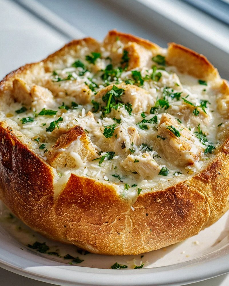 Garlic Bread Bowls with Creamy Chicken Alfredo – Schritt 1