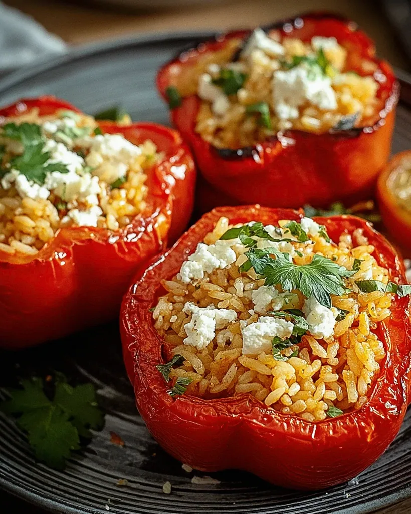 Gefüllte Ofenpaprika mit Reis und Feta