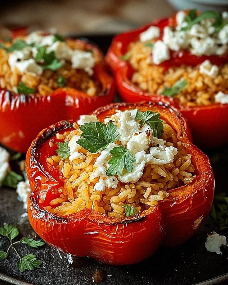 Gefüllte Ofenpaprika mit Reis und Feta – Schritt 1