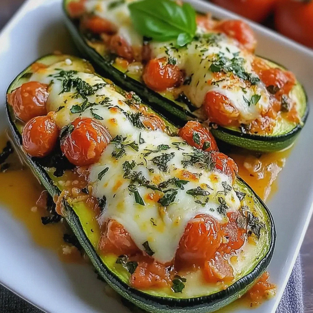 Gefüllte Zucchini mit Tomaten Mozzarella genießen