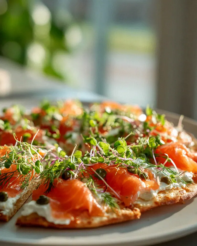 Geräucherter Lachs Frühstücks-Flatbread – Perfekt für den Start!
