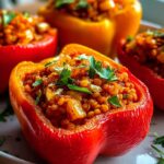 Herzhafte Gefüllte Spitzpaprika mit Roten Linsen