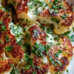 Knusprige Air Fryer Mozzarella Blumenkohlsteaks mit Knoblauchöl