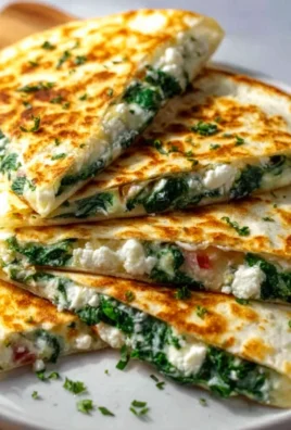 Mediterrane Quesadilla mit Spinat, Feta & Mozzarella