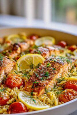 One Pan Lachs Orzo Pfanne mit Zitrone und Dill Rezept