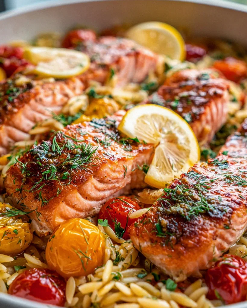 One Pan Lachs Orzo Pfanne mit Zitrone und Dill Rezept – Schritt 2
