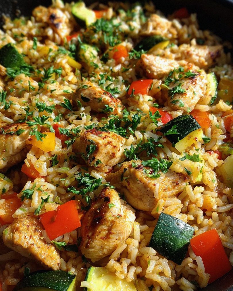 Schnelle Reispfanne mit Hühnchen