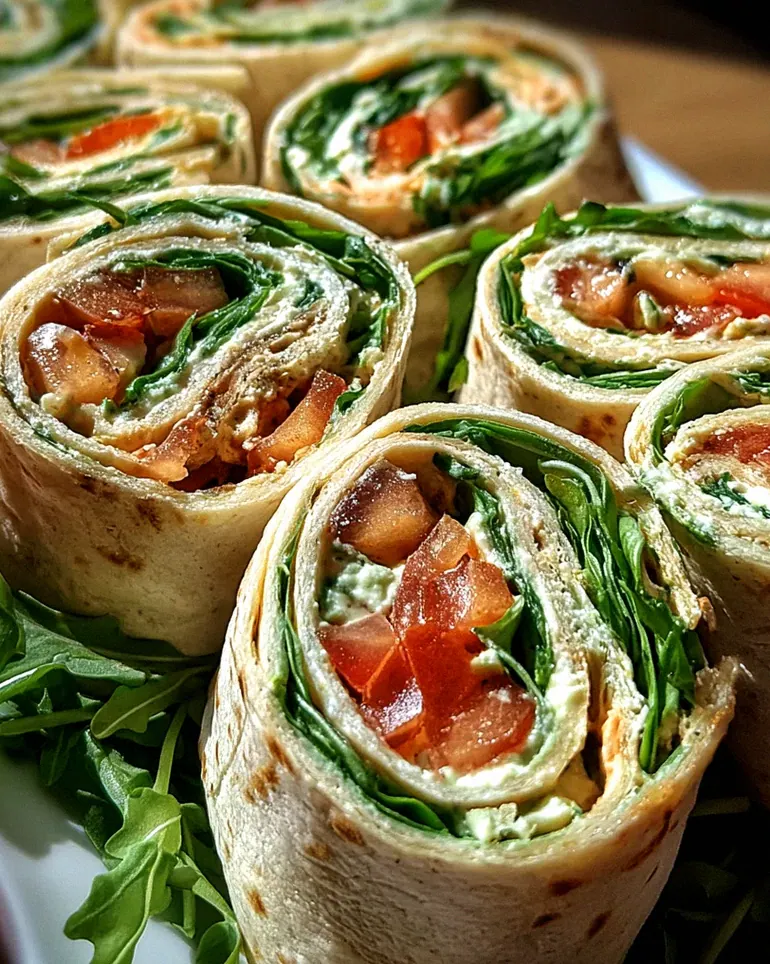 Vegetarische Wrap-Röllchen mit Rucola und Tomaten – Schritt 2