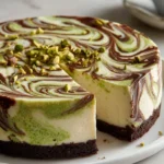 Verführerischer Pistazien-Swirl-Käsekuchen mit Schoko-Kruste