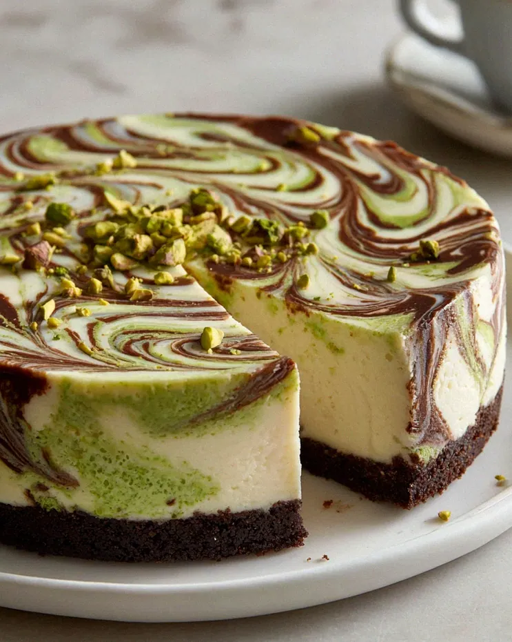 Verführerischer Pistazien-Swirl-Käsekuchen mit Schoko-Kruste – Schritt 1