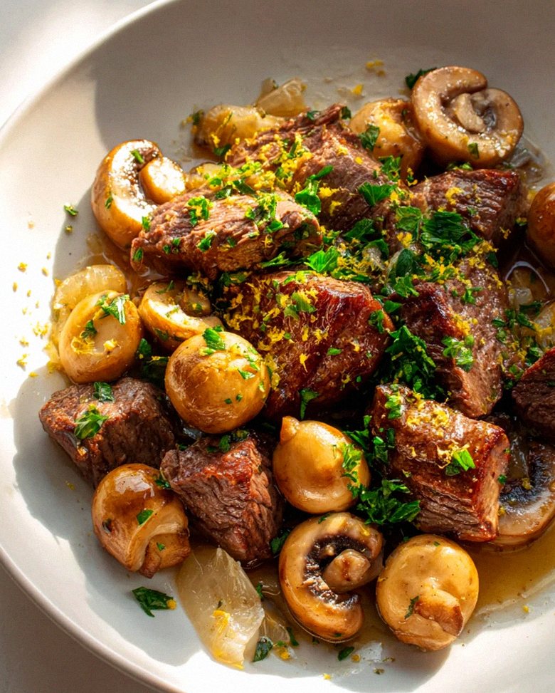 Weihnachtliche Champignon-Pfanne – Schritt 1